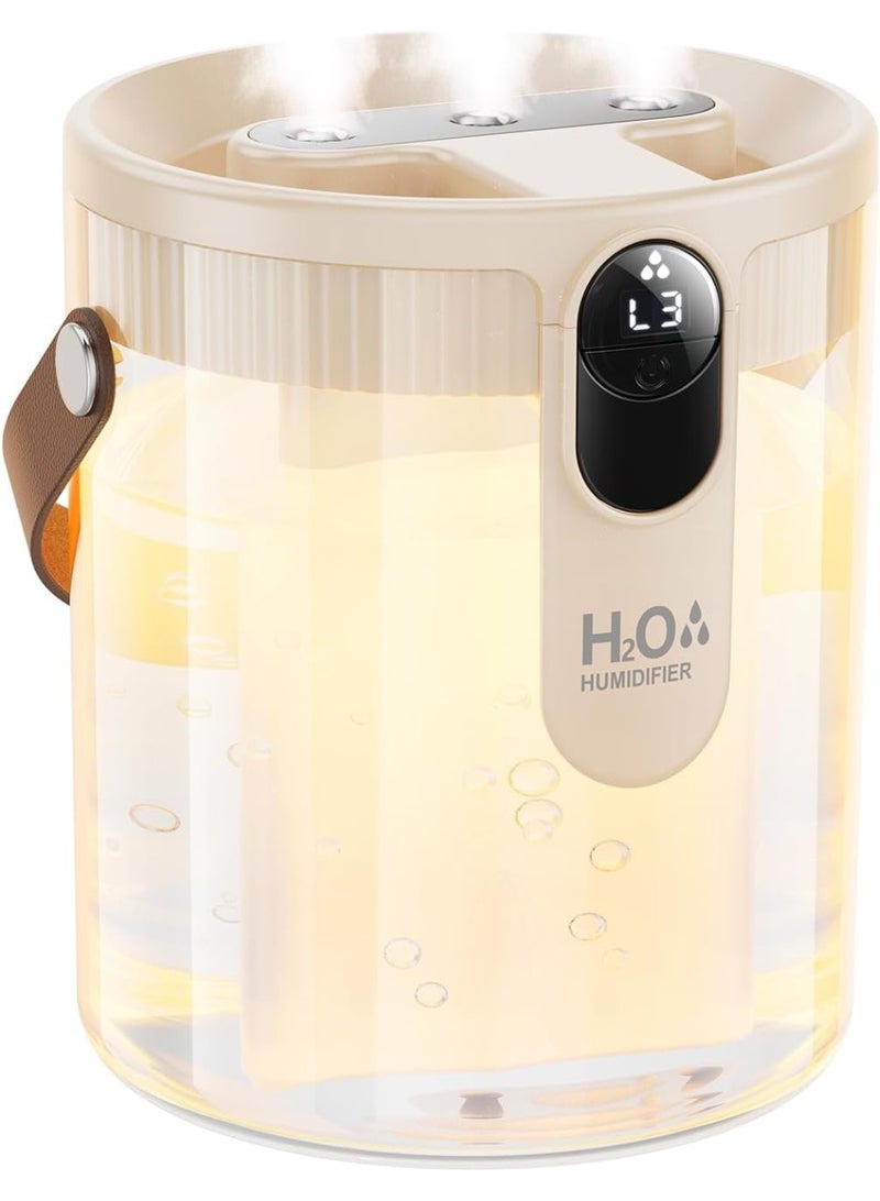 Bukela Rechargeable Portable Top Fill Humidifier, Smart Humidifiers for Bedroom, Night Light, 1.4L Cool Mist Humidifier for Office Home Plant Baby, 3-Speed Mist Control, Quiet, Auto Shut-Off (Beige) - Image 1